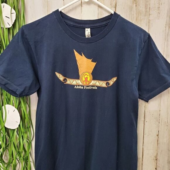 Aloha Festivals Short Sleeve Tee Shirt Navy Blue Size Small - Picture 4 of 7